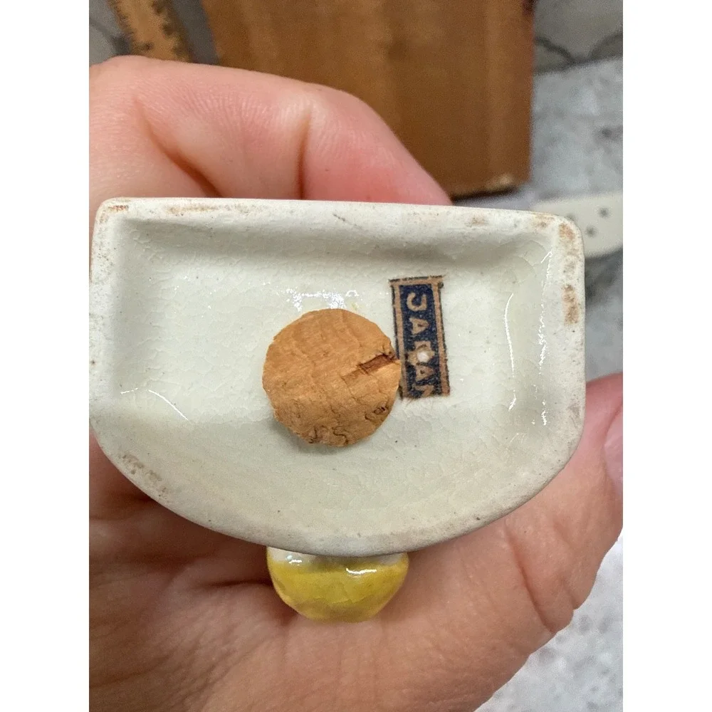 Vintage Japan Ceramic Spice Shaker Set with Wood Rack Fruit Floral 5 Piece MCM